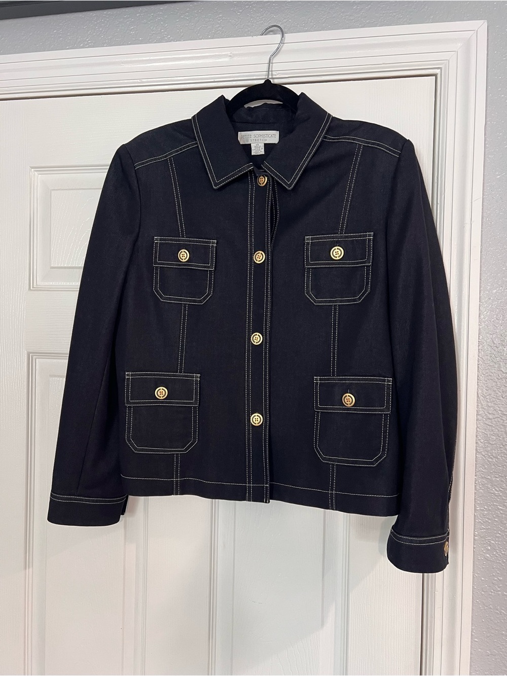 Petite Sophisticate Jacket with White Contrast Stitching